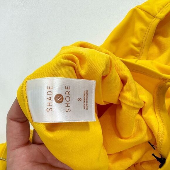 Shade & Shore Swim Women Small Yellow Plunge Hardware Trim Cheeky One Piece NWT - Picture 6 of 10